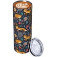thumbnail image 3 of 20oz Cute Fox Tumbler with Lid and Straw Floral Skinny Stainless Steel Tumblers Animal Insulated Coffee Travel Mug Cups Water Bottle Gift for Women Fox Lovers, 3 of 6