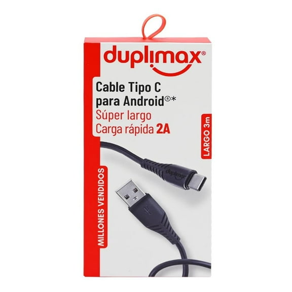 Cable Tipo C Duplimax 3 m Negro