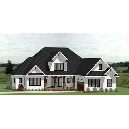 006-717: Farmhouse Craftsman 4 Bed, 4 Bath Luxury Home Plan, 3390 Sq Ft: Full Blueprints with License to Build by Home Plan Marketplace - Lesuto