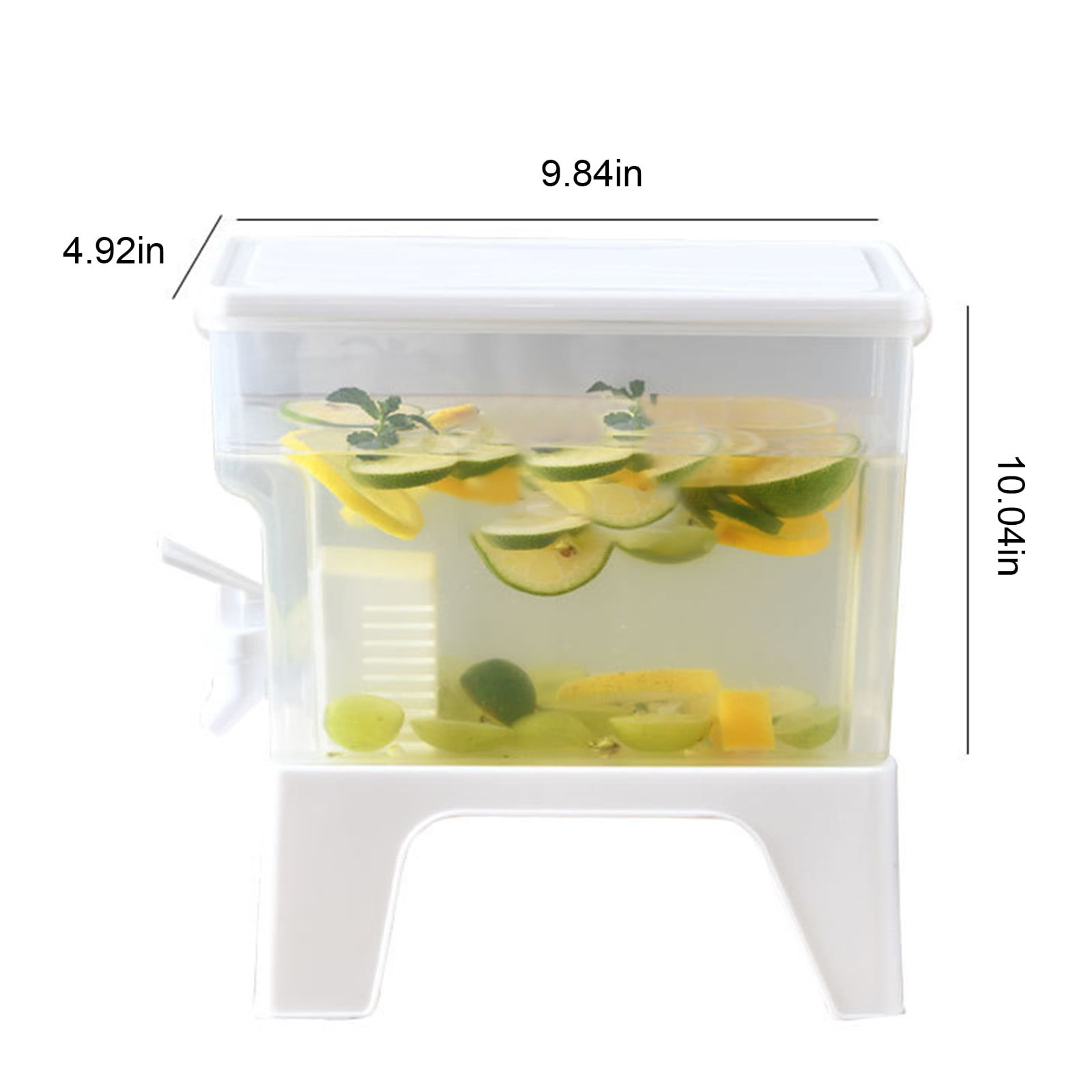 KWQBHW Beverage Dispenser with Spigot Rotate 360 Degrees Drink Dispenser  for Parties 4 Compartment Refrigerator Ice Fruit Juice Lemonade Container