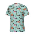 thumbnail image 3 of Yiaed Christmas Dachshund Print Mens Short Sleeve Tight Fit T-Shirt, Crewneck Casual Tee-Large, 3 of 5