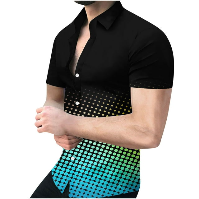 RKSTN Chemises pour Hommes Manches Courtes Chemise Géométrique 3D Non Positionnée Chemise Imprimée Régulière Manches Courtes Col Rabattu Mode Décontractée Chemise de Plage Haut Blouse Chemises Hawaïennes pour Hommes