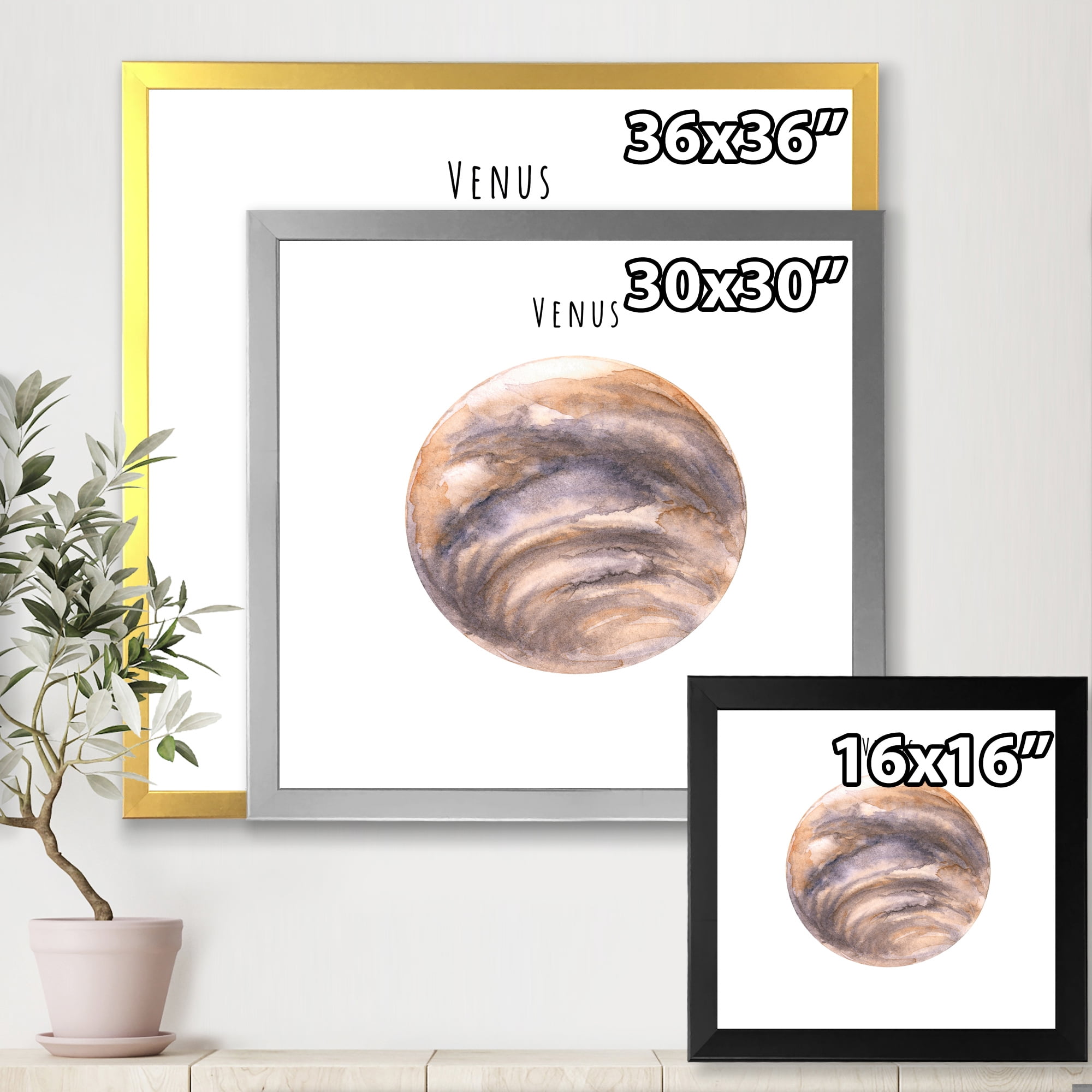 Designart 'Abstract Planet Venus' Bohemian & Eclectic Framed Art Print