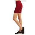 thumbnail image 2 of Women Athletic Workout Biker Yoga Running Jogging Legging Cotton Shorts Tights 15" Length, Burgundy Large, 1 Pack, 2 of 3