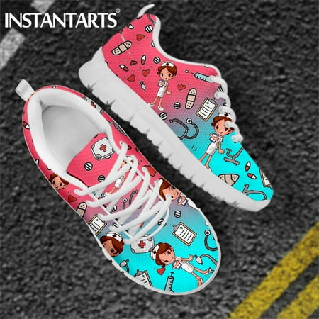 

Zapatillas Mujer 2023 Cartoon Nurse/Doctor Print Nursing Mesh Ladies Sneakers Flat For Womens Casual Shoes Lace Up Footwear
