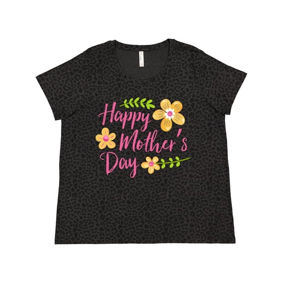 Inktastic Happy Mothers Day with Flowers Women's Plus Size T-Shirt