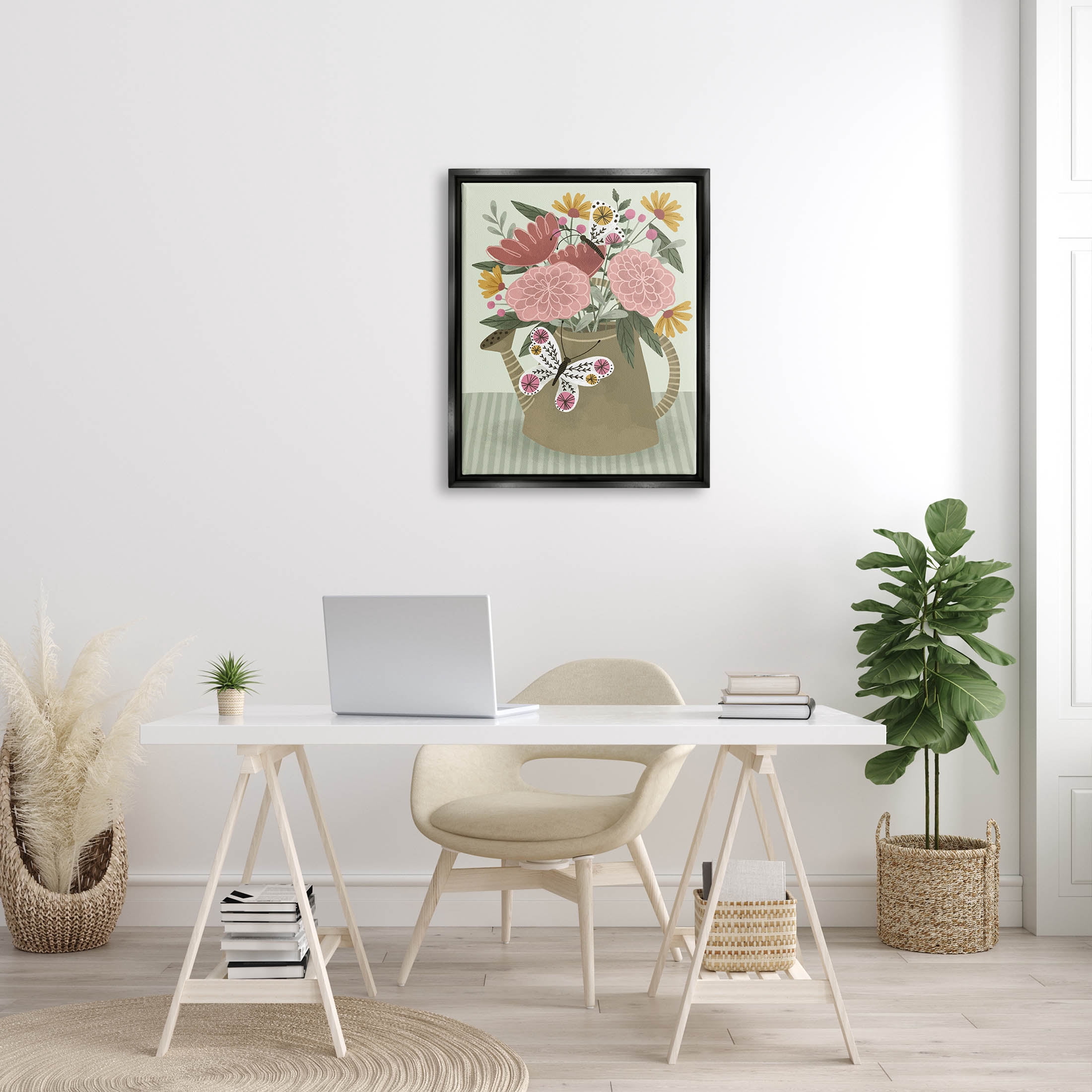 Mixed Dahlia Gardening Bouquet Botanical & Floral Graphic Art Jet Black Framed Art Print Wall Art