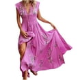 thumbnail image 2 of GYEDTR Hawaiian Summer Maxi Dresses Tunic Holiday Dresses For Women Floral Print Side Split Long Dresses Boho Sleeveless Evening Party Beach Sundress, 2 of 6