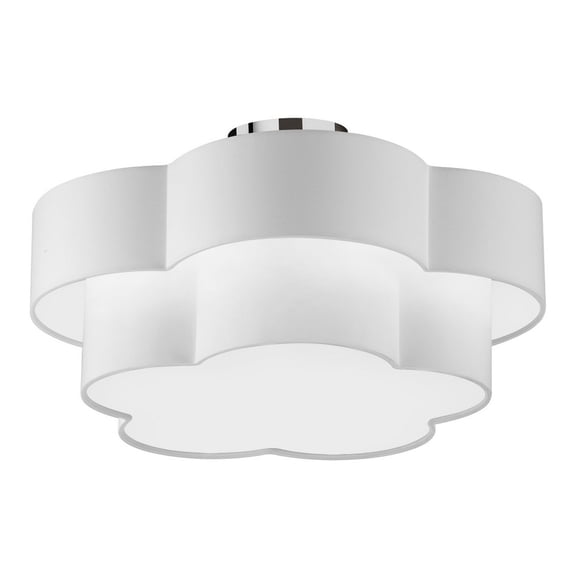 PLX-203FH-PC-WH Dainolite Phlox - 3 Light 2-Tier Flush Mount-Polished Chrome Finish-White Shade Color