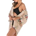 thumbnail image 4 of Uhndy Floral Swimwear Kaftan Bikini Cover Up For Women Summer Kimono Beach Cover Ups Swimsuit Half Sleeve Shawl Chiffon Cardigan Blouse-LQ, 4 of 5