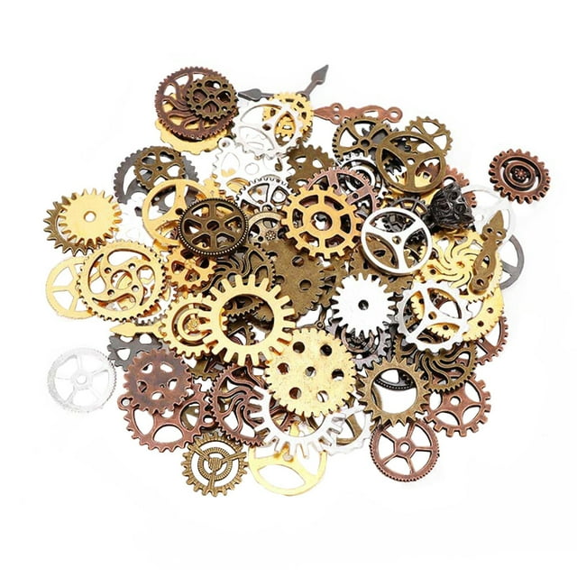 CIMAXIC Punk Style Gear Accessories Set for DIY Craft Decor with Durable Alloy Material Assorted Color,0.91"X0.91"X0.08"