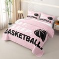 thumbnail image 3 of Meiyoeat Eat Sleep Basketball Print Twin Quilt Set,Sport Theme Twin Coverlet Set,Black Pink, 3 of 7