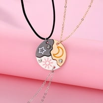 DESIGNICE 3Pcs/set Sun Moon Star Pendant Necklace Best Friend Bff Friendship Couple Necklace Fashion Jewelry