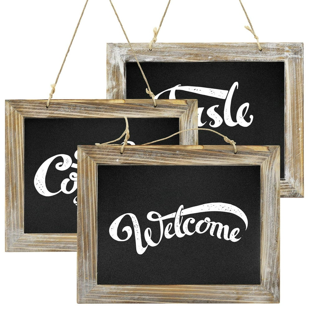 Greenco Decorative Hanging Wooden Framed Chalkboards, Set of 3