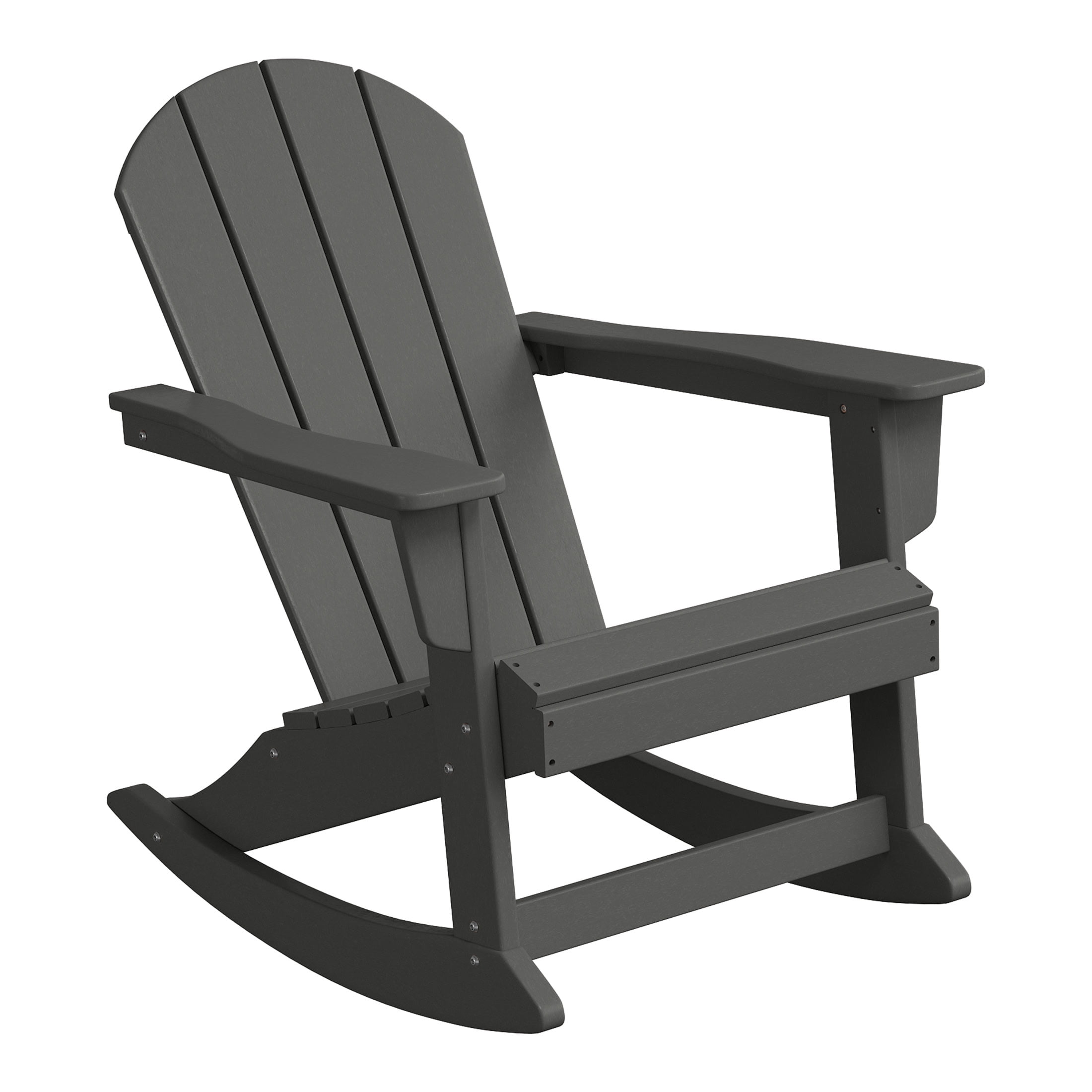 WestinTrends Malibu 3 Piece Outdoor Rocking Chair Set, All Weather Poly Lumber Porch Patio Adirondack Rocking Chair Set of 2 with Side Table, Gray