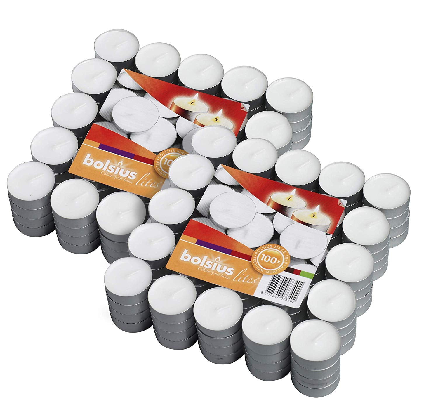 BOLSIUS Tea Lights Candles Pack of 200 White Unscented Candle Lights