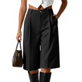thumbnail image 5 of ManxiVoo Womens High Waist Pleated Shorts Loose Fit with Pockets Straight Casual Work Bottoms, 5 of 6