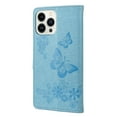 thumbnail image 5 of Feishell Wallet Case for iPhone 14 Pro,Retro PU Leather Butterfly Embossed Pattern Full Protection Anti-Scratch Shockproof Magnetic Clasp Flip Holder Card Slots & Cash Pocket Phone Cover,Blue, 5 of 6