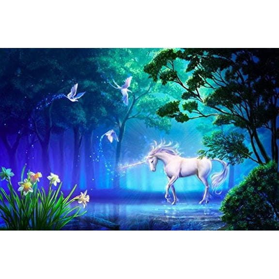 Whimsical Practicality's Unicorn Colorful Background Edible Icing Image Cake Topper-1/4 Sheet or Larger