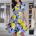 thumbnail image 2 of Lemons Blossoms Blue Background Pattern Women's Classic Swing Skater Dress Casual Work Party Cocktail Dresses, 2 of 6