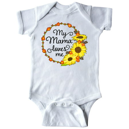 

Inktastic My Mama Loves Me with Sunflower Wreath Gift Baby Boy or Baby Girl Bodysuit