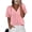 Solid Pink, variant on FreshPretty Women's Short Sleeve Sweater Spring Summer Crochet Knit Tops V Neck Striped Button Down Dressy Casual Blouses