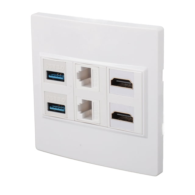 PlacA de Pared de Interfaz multimedia HD, Velocidad de Transferencia RÁPIDA USB3.0 RJ45 PlacA de Pared Full Duplex 6 Puerto Párroras