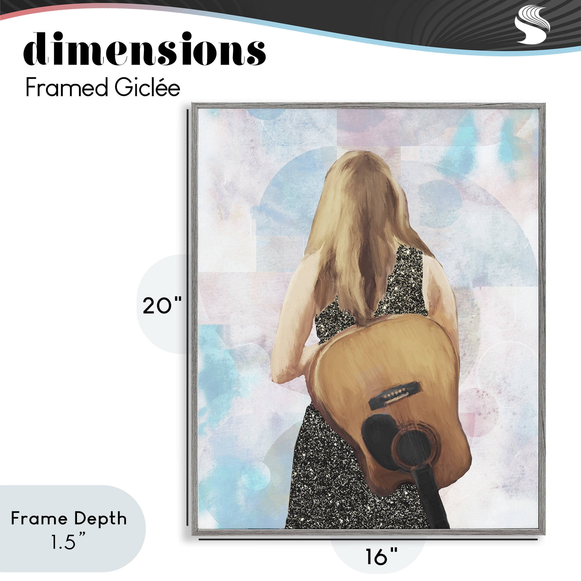 Stupell Industries Dreaming With My Guitar Gray Framed Giclee Art, design by Dan Meneely