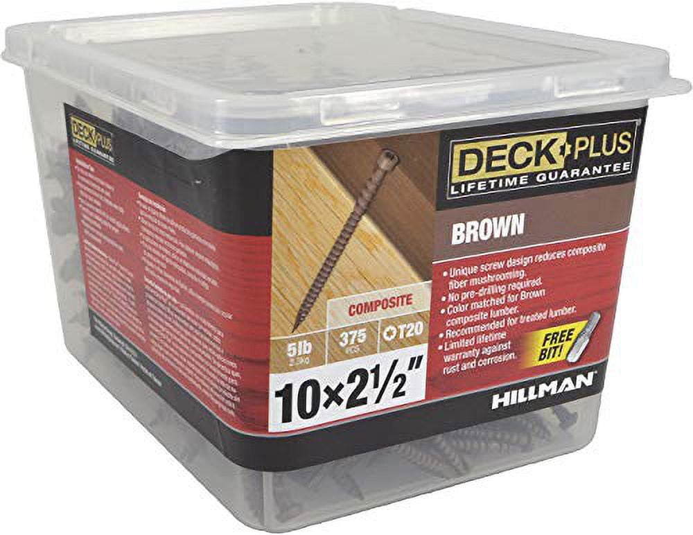 Hillman Fasteners 48449 Deck Plus Exterior Composite Screws, Star, Brown Ceramic, 3-In. x #10, 5-Lb.