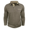 thumbnail image 5 of YOIAVAIOY Men's Long Sleeve Polos Shirts Business Casual Collared T Shirts Soft Knitting Cotton Golf Shirt Lightweight Pullover Tees with Pocket Army Green M, 5 of 7