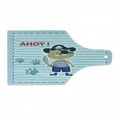 thumbnail image 1 of Ahoy Its a Boy Cutting Board, Cat Pirate Funny Paws Clouds Maritime Striped Framework, Decorative Tempered Glass Cutting and Serving Board, Wine Bottle Shape, Violet Blue Turquoise, by Ambesonne, 1 of 1