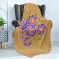 thumbnail image 4 of Aster Soft Flannel Fleece Throw Blanket, Bouquet of Flowers Fall Blossom on Brown Shaded Background, Cozy Plush for Indoor and Outdoor Use, 50" x 70", Blue Violet Pale Brown, by Ambesonne, 4 of 5
