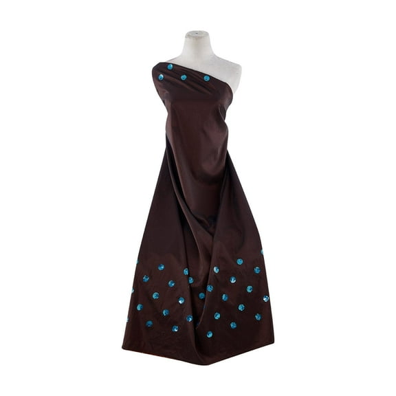 Zelouf Double Border Dot Spangle Embroidery On N/p Taffeta  , Sewing, DIY, Crafts Fabric by the Yard, Bronzecoin/aqua, 3 Yard