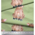 thumbnail image 3 of Soimoi Green polyester Crepe Fabric Pig Animal Print Fabric by the Yard 42 Inch Wide, 3 of 3