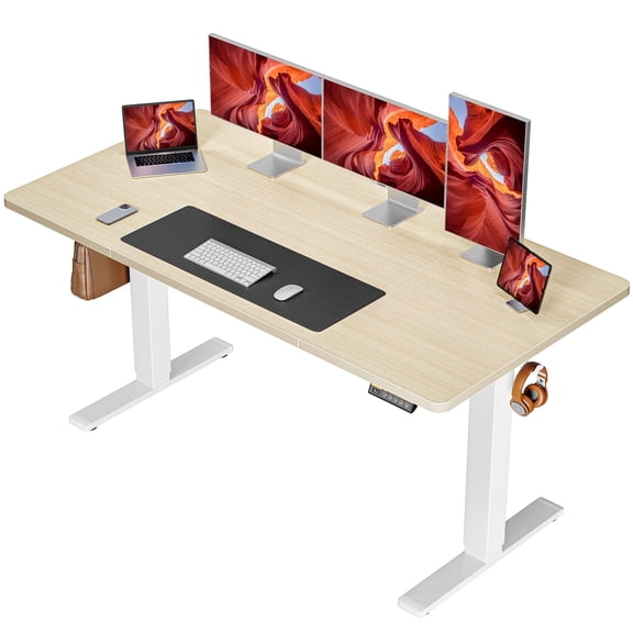 Amadwell Electric Standing Desk, 55 x 27.6 Inches Gaming Desk, Height Adjustable Stand up Desk with Cable Organizer, Computer Office Desk for Home Office, Malpe