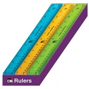 Plastic 12" Ruler, Flat, Translucent Assorted Colors, Pack of 36 | Bundle of 10 Packs