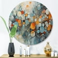 thumbnail image 2 of Designart "Illusory Geometric Play in Orange and Blue" Modern Geometric Metal Round Wall Decor, 2 of 5