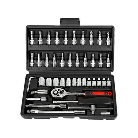 

Tomshine 46pcs Ratchet & Socket Tools Set 14-inch Drive Screwdriver Repairing Kit Combination Socket Drive Socket Set with Storage Case for Home Car Automobile Bike Mechanic Projects Household Gar