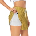 thumbnail image 3 of Lsque Gold Shiny Printed Women's Running Shorts with Liner Pockets,Elastic Quick Dry Workout Athletic Gym Yoga Shorts,Womens High Waist Shorts-XX-Large, 3 of 9