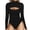 Black, variant on Front Cutout Long Sleeve Slim Fit Bodysuit Body Shaper Tummy Control White Xl