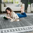 GlowSol 5x7 Area Rug Border Rug Modern Geometric Rug AntiSlip Low Pile