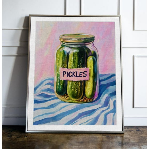 Kna Prints - Vibrant Pickles Jar Art Print: Colorful Kitchen Wall Decor For Food Lovers & Quirky Home Accents Wall Art Decor For Home Office UNFRAMED-8x12