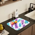 thumbnail image 5 of Yayeee Dish Drying Mat for Kitchen Counter 16" x 18" Microfiber Super Absorbent Coffee Decorative Pad, Purple Drawing, 5 of 9