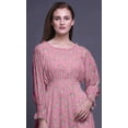 thumbnail image 5 of Bimba Floral Ladies Bishop Sleeve Round Neck Ruffle Maxi Smocked WaistDress-Large, 5 of 5