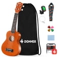 thumbnail image 1 of Ukelele Donner Soprano de 21 pulgadas para principiantes, paquete para principiantes, color naranja, 1 of 7