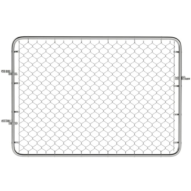 Outsunny Chain Link Fence Gate, Galvanized Steel Garden Gate, Silver
