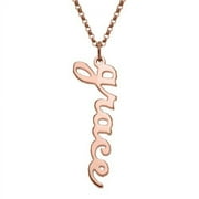 Personalized Planet Women's Rose Gold Plated Vertical Lowercase Script Nameplate Necklace