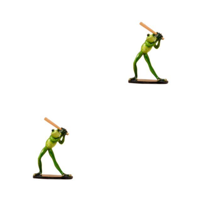 VONKY Home Decor Accent Handmade Frog Figurine Green Unique Style Home Decoration Baseball Frog 2Set