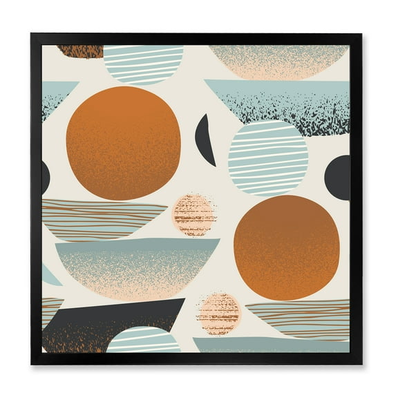 Designart 'Retro Shapes With Abstract Moons and Suns I' Modern Framed Art Print