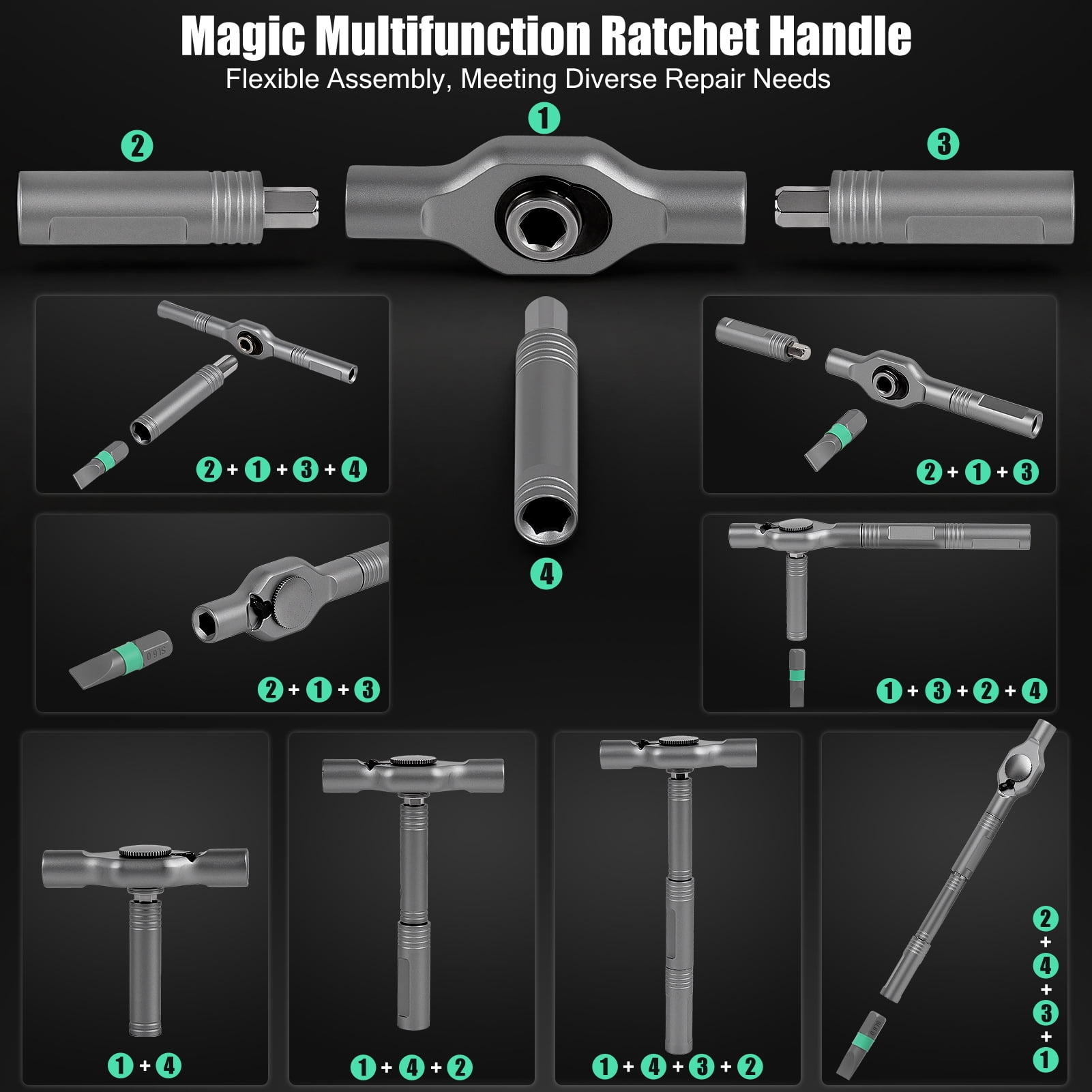 50 in 1 Magnetic Screwdriver Set, Multi Bit Magnetic Drive with Ratchet Handle, DIY Ratchet Screwdriver Set, Portable Repair Tool Kit for Furniture, Computer, Bicycle